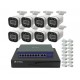 Готовый комплект IP видеонаблюдения U-VID на 8 корпусных камер XK-R-5 видеорегистратор NVR N9916A-AI и коммутатор POE Switch 8CH